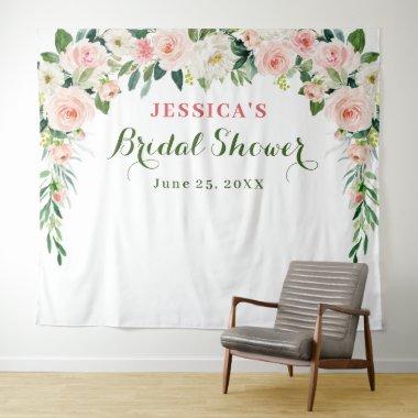 Elegant Blush Pink Flowers Bridal Shower Backdrop