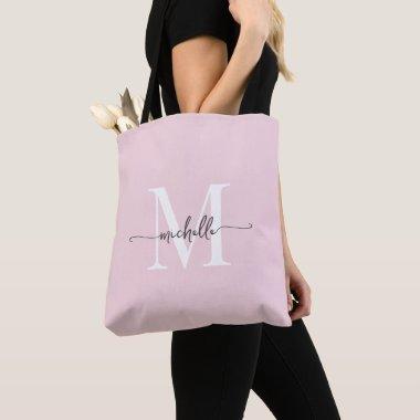 Elegant Blush Pink Girly Personalized Monogrammed Tote Bag