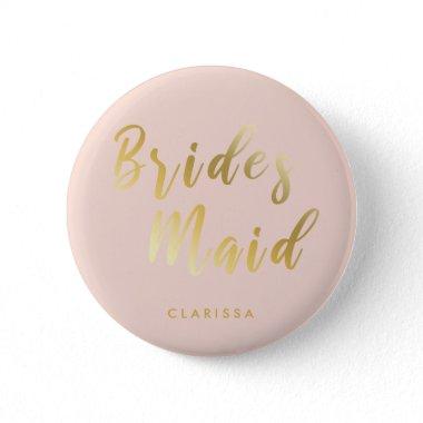 Elegant blush pink & gold bridesmaid button