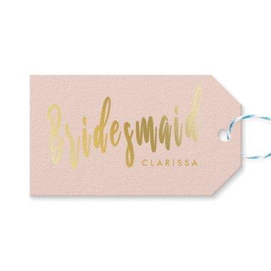 Elegant blush pink & gold bridesmaid gift tags