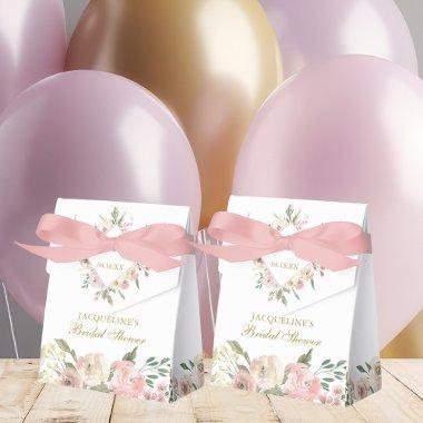 Elegant Blush Pink Gold Peony Floral Bridal Shower Favor Boxes