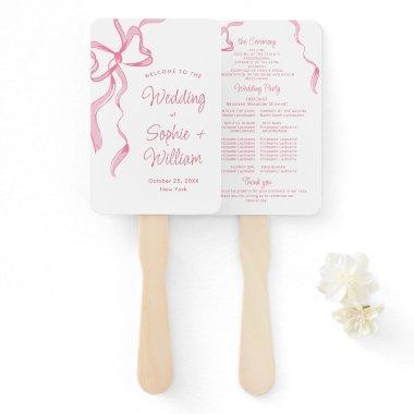 Elegant Blush Pink Hand Drawn Bow  Hand Fan