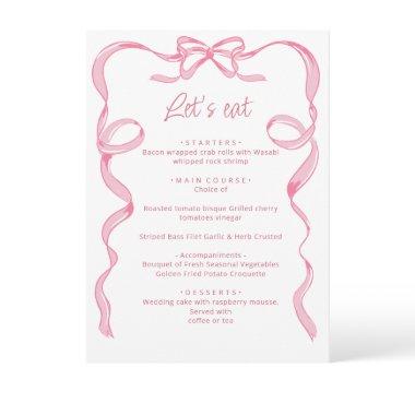 Elegant Blush Pink Hand Drawn Bow  Menu