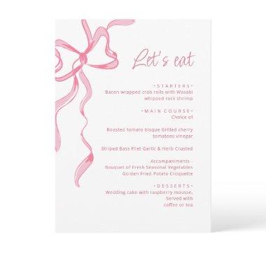 Elegant Blush Pink Hand Drawn Bow  Menu