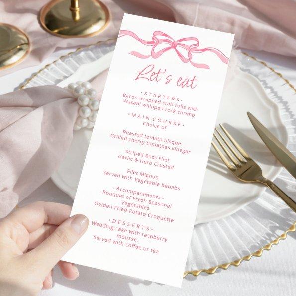 Elegant Blush Pink Hand Drawn Bow  Menu