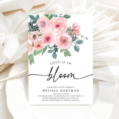 Elegant Blush Pink Love Is In Bloom Bridal Shower Invitations