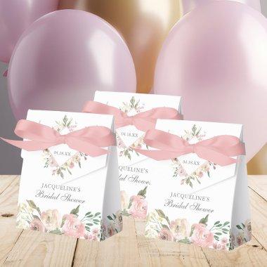 Elegant Blush Pink Peony Floral Bridal Shower Favor Boxes
