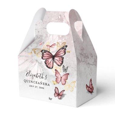 Elegant Blush Pink Rose Gold Butterfly Template Favor Boxes