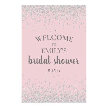 Elegant Blush Pink Silver Confetti  Poster