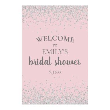 Elegant Blush Pink Silver Confetti Bridal Shower Poster