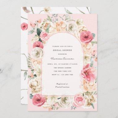 Elegant blush pink spring garden bridal shower Invitations