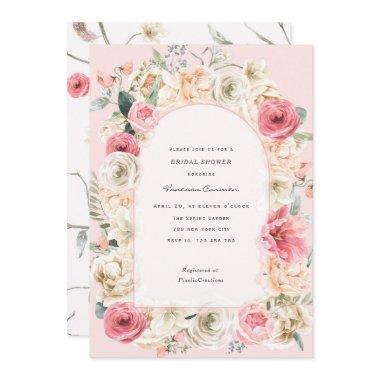 Elegant blush pink spring garden bridal shower Invitations