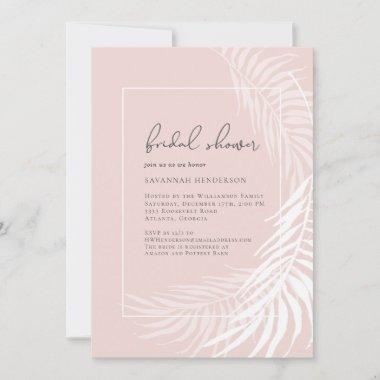 Elegant Blush Pink Tropical Floral Bridal Shower Invitations