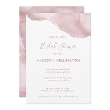 Elegant Blush Pink Watercolor Ink Bridal Shower Invitations