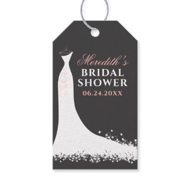 Elegant Blush Pink Wedding Gown Bridal Shower Gift Tags