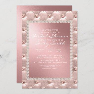 Elegant Blush Pink White Bridal Shower Invitations