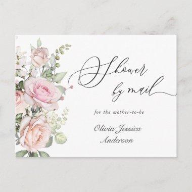 Elegant Blush Roses Watercolor Baby Shower By Mail PostInvitations