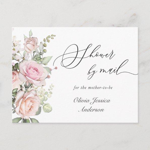 Elegant Blush Roses Watercolor Baby Shower By Mail PostInvitations
