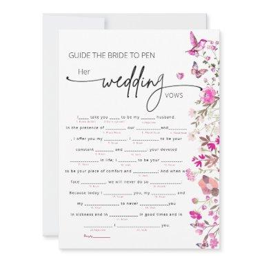 Elegant Blush Ruby Rose Floral Bride Vows Game