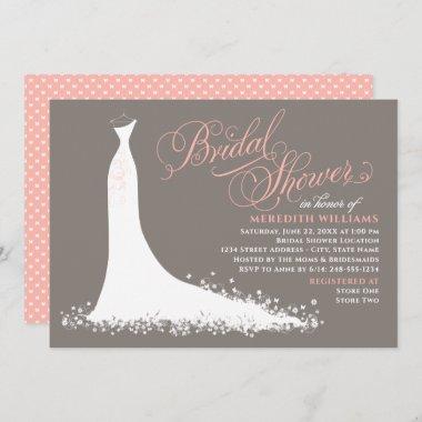Elegant Blush Warm Gray Wedding Gown Bridal Show Invitations