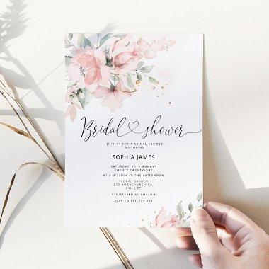Elegant blush watercolor bridal shower Invitations