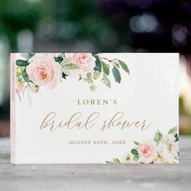 Elegant Blush Watercolor Floral Bridal Shower Guest Book