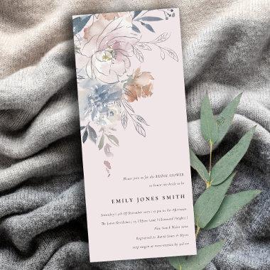 Elegant Blush Watercolor Floral Bridal Shower Invitations