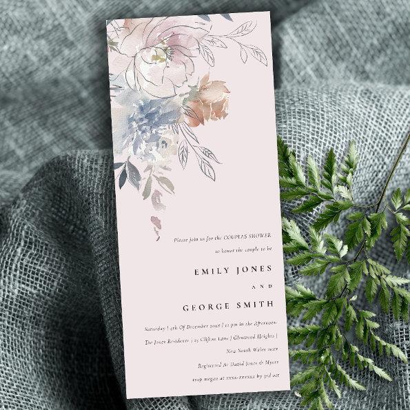 Elegant Blush Watercolor Floral Couples Shower