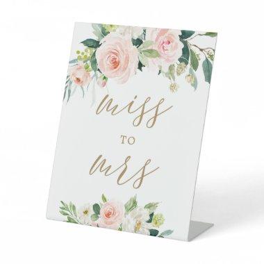 Elegant Blush Watercolor Floral Miss To Mrs Sign