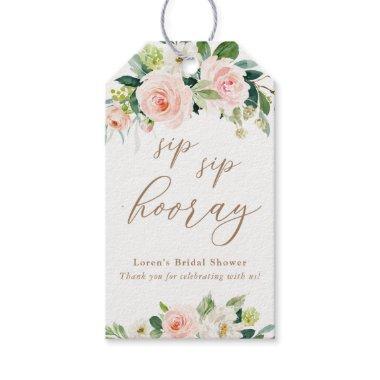 Elegant Blush Watercolor Floral Sip Sip Hooray Gift Tags