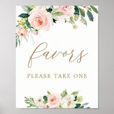 Elegant Blush Watercolor Floral Treat Favors Poster