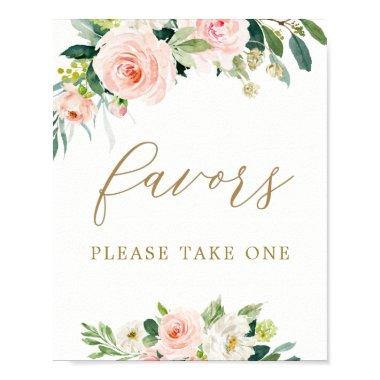 Elegant Blush Watercolor Floral Treat Favors Poster