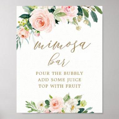 Elegant Blush Watercolor Mimosa Bar Poster