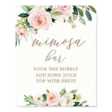 Elegant Blush Watercolor Mimosa Bar Poster