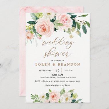 Elegant Blush Watercolor Wedding Shower Invitations