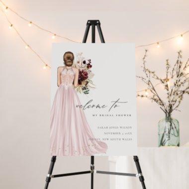 Elegant Blush Wedding Gown Bridal Shower Welcome Foam Board