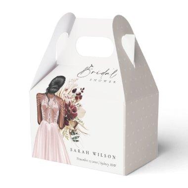 Elegant Boho Blush Wedding Gown Bridal Shower Favor Boxes