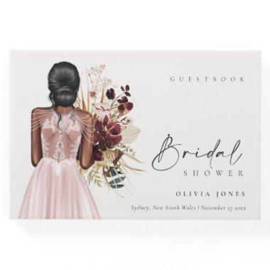 Elegant Boho Blush Wedding Gown Bridal Shower Guest Book