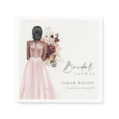 Elegant Boho Blush Wedding Gown Bridal Shower Napkins