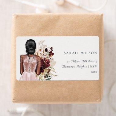 Elegant Boho Blush Wedding Gown Bride Address Label