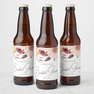 Elegant Boho Chic Floral Bridal Shower Party Beer Bottle Label