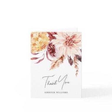 Elegant Boho Chic Watercolor Floral Bridal Shower Thank You Invitations