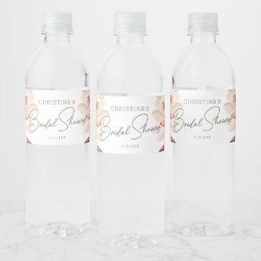 Elegant Boho Chic Watercolor Floral Bridal Shower Water Bottle Label