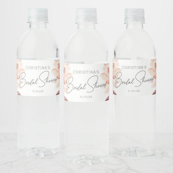 Elegant Boho Chic Watercolor Floral Bridal Shower Water Bottle Label