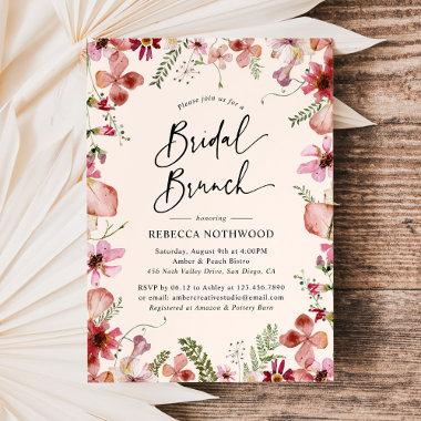 Elegant Boho Floral Bridal Brunch Shower Invitations