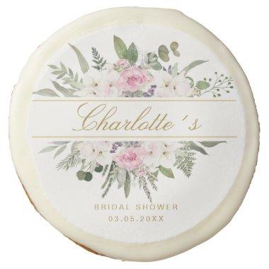 Elegant Boho Floral Monogram Bridal Shower Sugar Cookie