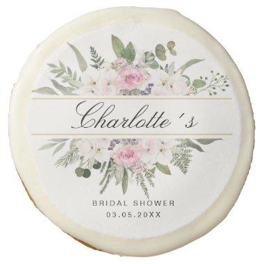 Elegant Boho Floral Monogram Bridal Shower Sugar Cookie