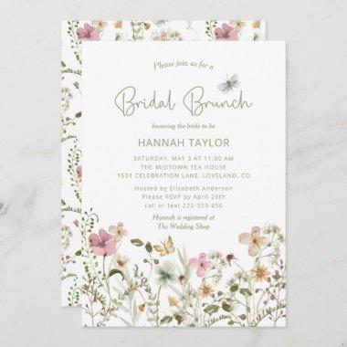 Elegant Boho Floral Wildflower Bridal Brunch Invitations