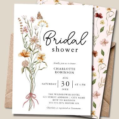 Elegant Boho Floral Wildflower Bridal Shower Invitations
