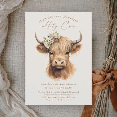 Elegant Boho Highland Cow Bridal Shower Invitations